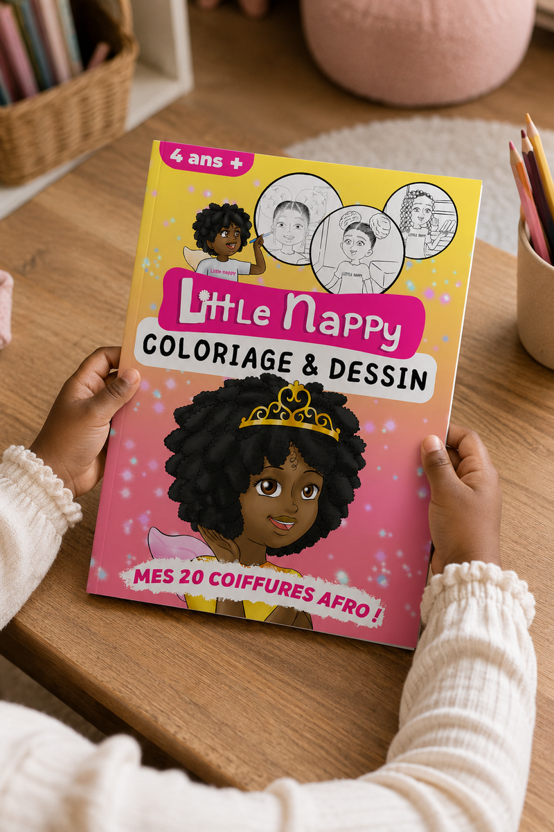 Coloriage Mes 20 coiffures afro sont magiques — filles, avec affirmations positives, 4 à 10 ans