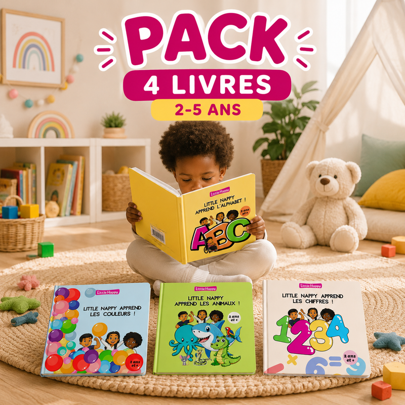 Pack 4 cahiers d'activités Little Happy (ex-Little Nappy) - alphabet, anglais, coloriage et animaux