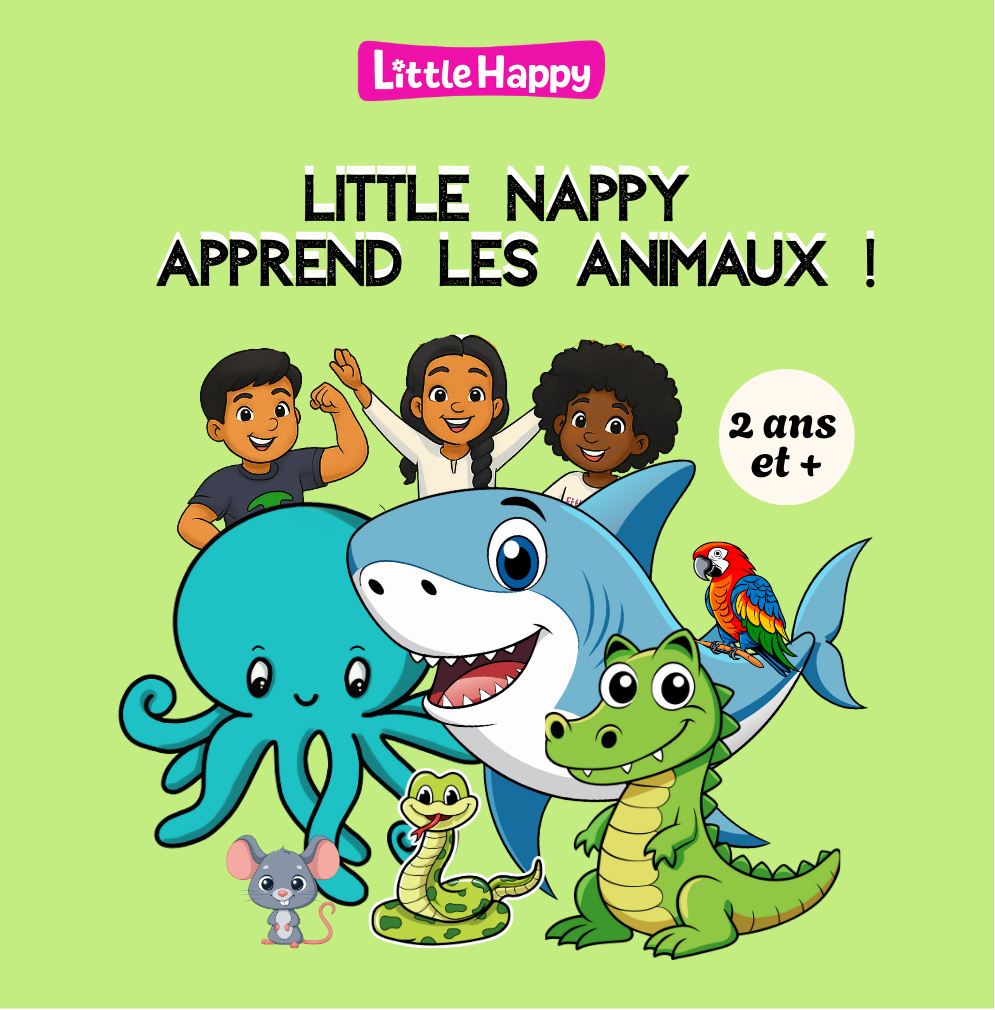 Little Happy (ex-Little Nappy) apprend les animaux — imagier illustré, 39 pages, dès 2 ans