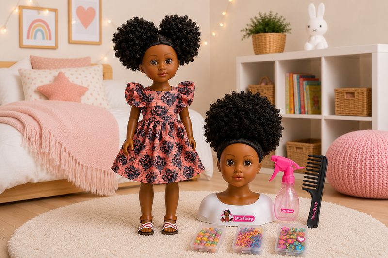 Pack Poupée afro + Tête à coiffer Little Happy (ex-Little Nappy)